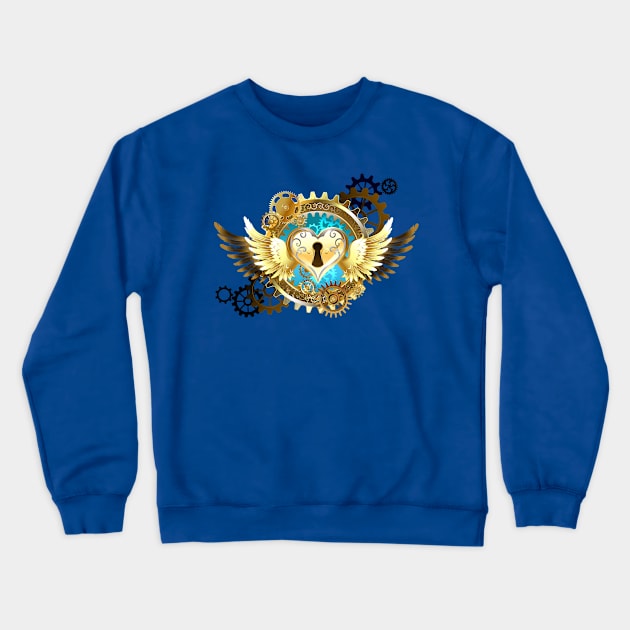 Closed Heart ( Steampunk Gold Heart ) Crewneck Sweatshirt by Blackmoon9